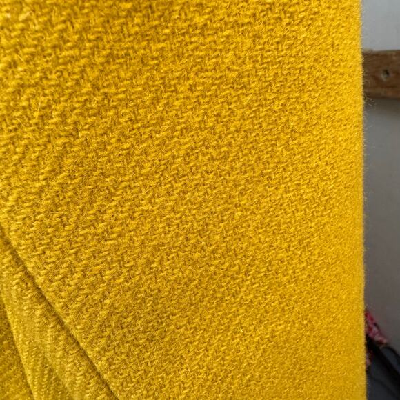 Vintage Yellow Wool Coat 1960s Mod Waist Tab Lined Swing S Mid Century 34” Bust - Picture 14 of 16